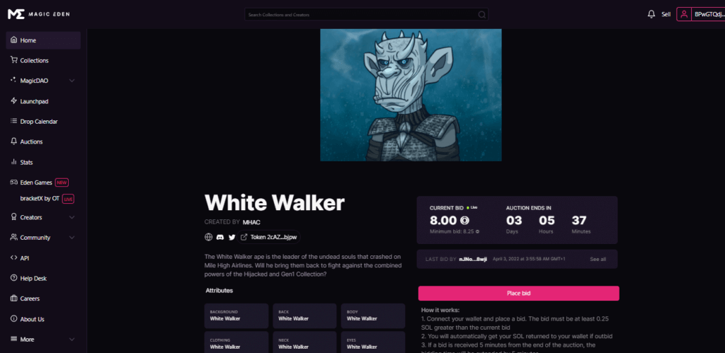 Magic Eden white walker