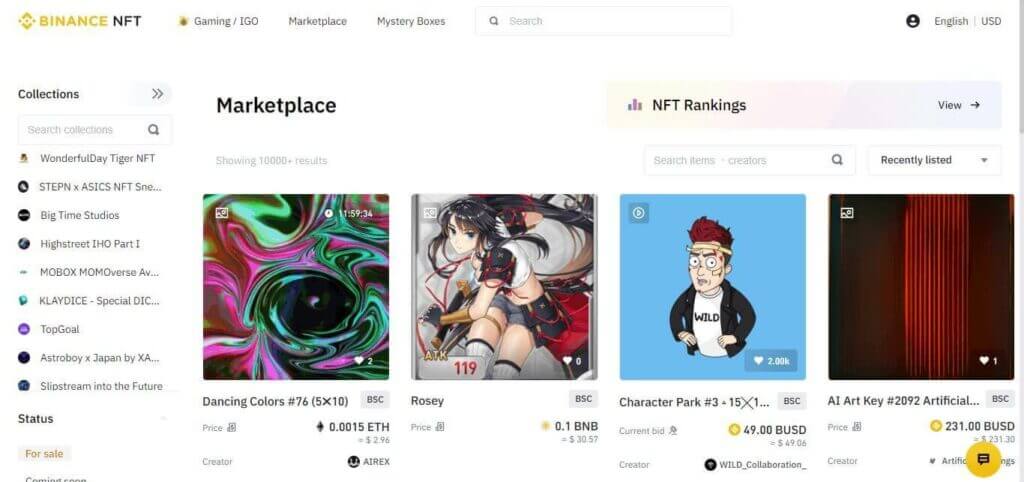 binance nft marketplace