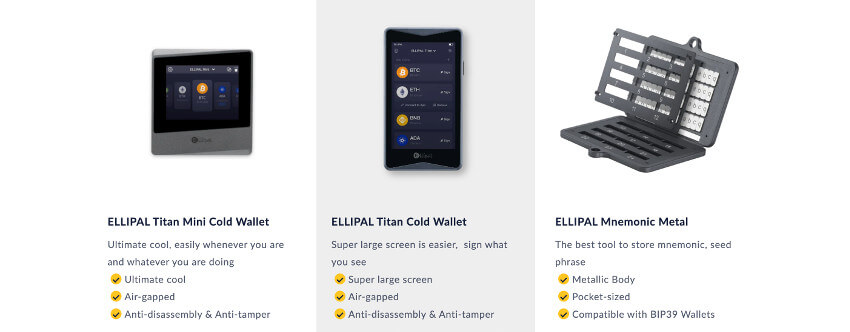 Ellipal wallet options